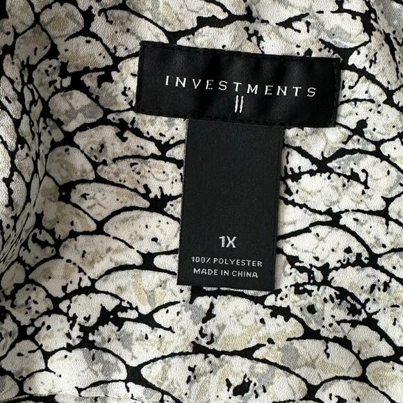 Investments II Reptile Print Button Blouse size 1X Snake Dragon - Picture 7 of 9